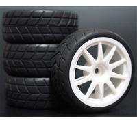 Pexorin Lot de 4 pneus Tourisme en Caoutchouc Souple for Voiture RC 1/10 Jeu de pneus Tout Terrain pour Voitures radiocomma(910W-6083)