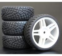 Pexorin Lot de 4 pneus Tourisme en Caoutchouc Souple for Voiture RC 1/10 Jeu de pneus Tout Terrain pour Voitures radiocomma(905W-8001)