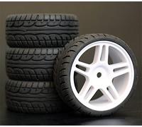 Pexorin Lot de 4 pneus Tourisme en Caoutchouc Souple for Voiture RC 1/10 Jeu de pneus Tout Terrain pour Voitures radiocomma(905W-8003)