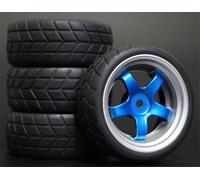 Pexorin Lot de 4 pneus Tourisme en Caoutchouc Souple for Voiture RC 1/10 Jeu de pneus Tout Terrain pour Voitures radiocomma(9051-6083)