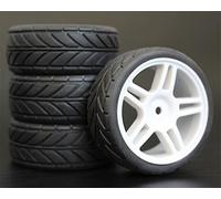 Pexorin Lot de 4 pneus Tourisme en Caoutchouc Souple for Voiture RC 1/10 Jeu de pneus Tout Terrain pour Voitures radiocomma(905W-6086)