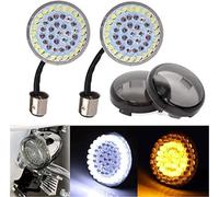 Pexorin Paire de clignotants LED 2 pouces 1157 style Bullet, blanc ambre, avec cache-lentille fumé, for Harley, Davidson, Touring, Sportster, Softail, Dyna Cache-lentilles de clignotants transparent