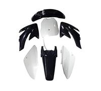 Pexorin Panneaux de Garde-Boue de Moto en Plastique, carénage, Garde-Boue, Kits de Couverture de Corps, CRF70 150cc 160cc 200cc Pit Dirt Bike Garde-Boue de Couverture de Roue de Moto(4 Black 3 White)