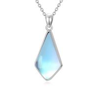 Pextrid Collier avec pendentif en argent sterling 925 avec pierre de lune turquoise quartz rose améthyste et cristal de guérison, cadeau pour femme avec chaîne de 45,7 cm + 5,1 cm, Argent sterling