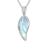 Pextrid Collier avec pendentif en forme de feuille en argent sterling 925 pour femme, collier délicat avec pendentif en forme de feuille de lune, cadeau pour mère, épouse, amoureuse, anniversaire