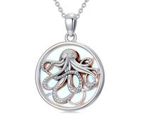 Pextrid Collier en argent sterling 925 avec pendentif papillon, chat, renard, lapin, tigre, panda, pingouin, pierre de lune, cadeau pour femme, femme avec chaîne de 45,7 cm + 5,1 cm, Argent sterling