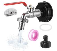 Peygre 1 Ensemble Robinet de Cuve IBC 3/4 Pouce avec Adaptateur S60x6 | Robinet de sortie pour réservoir IBC 1000L, raccord 3/4", connecteur récupérateur eau de pluie, adaptateur S60x6 inclus