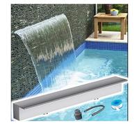 PEYNIR Cascade d'étang Fontaine de Piscine, Acier Inoxydable Boîte de déversoir pour Cascade de Bassin, Fontaine extérieure Décoration Aquatique(Outlet W 87in/221cm)