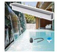 PEYNIR Cascade d'étang Kit Cascade Tout-en-Un pour Bassin, 220 200 180 160 150 120 100 80 60cm Personnalisable Fontaine de Piscine Déversoir Fixation encastrée(Silver,63in/160cm Wider)