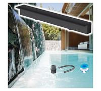 PEYNIR Cascade d'étang Kit Cascade Tout-en-Un pour Bassin, 220 200 180 160 150 120 100 80 60cm Personnalisable Fontaine de Piscine Déversoir Fixation encastrée(Black,13in/33cm Wider)