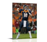 Peyton Manning Poster mural imperméable, résistant à l'humidité, facile à installer et résistant à la décoloration, style cadre, 60 x 90 cm