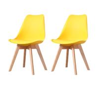 PEZ ROJO Lot de 2 Chaises Scandinaves, Chaises Salle à Manger, Chaise Cuisine, Salon, Chaises Jaune, Design Ergonomique, Pieds Bois de Hêtre Massif
