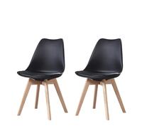 PEZ ROJO Lot de 2 Chaises Scandinaves, Chaises Salle à Manger, Chaise Cuisine, Salon, Chaises Noires, Design Ergonomique, Pieds Bois de Hêtre Massif