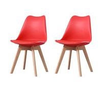 PEZ ROJO Lot de 2 Chaises Scandinaves, Chaises Salle à Manger, Chaise Cuisine, Salon, Chaises Rouges, Design Ergonomique, Pieds Bois de Hêtre Massif