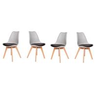 PEZ ROJO Lot de 4 Chaises Scandinaves, Chaises Salle à Manger, Chaise Cuisine, Salon, Chaise Grise et Noire, Design Ergonomique, Pieds Bois de Hêtre Massif