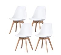 PEZ ROJO Lot de 4 Chaises Scandinaves, Chaises Salle à Manger, Chaise Cuisine, Salon, Chaises Blanches Design Ergonomique, Pieds Bois de Hêtre Massif