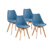 PEZ ROJO Lot de 4 Chaises Scandinaves, Chaises Salle à Manger, Chaise Cuisine, Salon, Chaises Bleu Canard, Design Ergonomique, Pieds Bois de Hêtre Massif