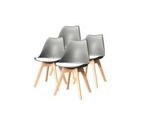 PEZ ROJO Lot de 4 Chaises Scandinaves, Chaises Salle à Manger, Chaise Cuisine, Salon, Chaises Grises et Blanches Design Ergonomique, Pieds Bois de Hêtre Massif