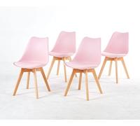 PEZ ROJO Lot de 4 Chaises Scandinaves, Chaises Salle à Manger, Chaise Cuisine, Salon, Chaises Rose, Design Ergonomique, Pieds Bois de Hêtre Massif