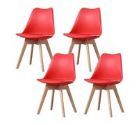 PEZ ROJO Lot de 4 Chaises Scandinaves, Chaises Salle à Manger, Chaise Cuisine, Salon, Chaises Rouges, Design Ergonomique, Pieds Bois de Hêtre Massif