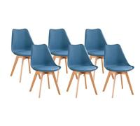 PEZ ROJO Lot de 6 Chaises Scandinaves, Chaises Salle à Manger, Chaise Cuisine, Salon, Chaises Bleu Canard, Design Ergonomique, Pieds Bois de Hêtre Massif