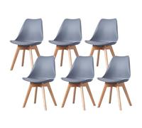 PEZ ROJO Lot de 6 Chaises Scandinaves, Chaises Salle à Manger, Chaise Cuisine, Salon, Chaises Grises, Design Ergonomique, Pieds Bois de Hêtre Massif