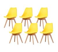 PEZ ROJO Lot de 6 Chaises Scandinaves, Chaises Salle à Manger, Chaise Cuisine, Salon, Chaises Jaune, Design Ergonomique, Pieds Bois de Hêtre Massif