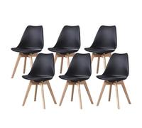 PEZ ROJO Lot de 6 Chaises Scandinaves, Chaises Salle à Manger, Chaise Cuisine, Salon, Chaises Noires, Design Ergonomique, Pieds Bois de Hêtre Massif