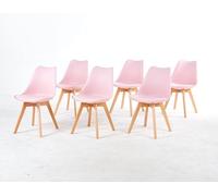PEZ ROJO Lot de 6 Chaises Scandinaves, Chaises Salle à Manger, Chaise Cuisine, Salon, Chaises Rose, Design Ergonomique, Pieds Bois de Hêtre Massif