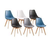 PEZ ROJO Lot de 6 Chaises Scandinaves, Chaises Salle à Manger, Mix Couleurs - Blanc, Gris, Bleu Canard x2, Noir x2, Pieds Bois de Hêtre Massif