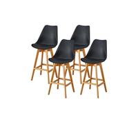 PEZ ROJO Lot de Quatre tabourets scandinaves Laury Noir