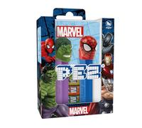 PEZ - Twin pack Licence Marvel - Combinaison unique de bonbons aux goûts fruits et d’un distributeur - Contient 2 distributeurs PEZ + 4 recharges de bonbons personnages - modèles aléatoires