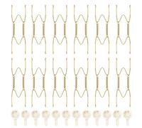PFativant 12Pcs Support Assiette Decorative 6Pouce Cintres Assiette Cintres Plaque Murale avec 12Pcs Crochets Muraux pour Assiettes et Art Acier inoxydable, Doré