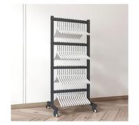 PFCDZDU Système De Rangement pour Cintres, Rangement Cintres en Métal, avec roulettes avec roulettes, Magasin Détail Buanderie Support D'empilage Cintres Portable (Couleur : Zwart, Taille : 19.7x15.