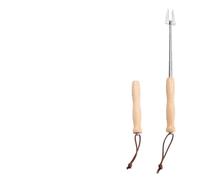 PFCFPNMTGV Brochettes de barbecue 80 cm en acier inoxydable for manche bois, longue fourchette télescopique for feu camp, accessoires for Accessoires pour barbecue(2c)