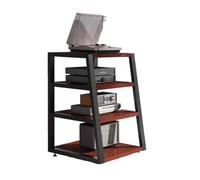 PFDHK Meuble Audio/vidéo À 4 Niveaux, Meuble Multimédia AV, Étagère en Bois Et Cadre en Acier, for Studio D'enregistrement De Jeux Vidéo, Charge 150 Kg(Color1)