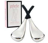 Pfefe Cryo Sticks Ice Globes - Outils de Soins de la Peau du Visage et Des Yeux - Bâtons de Cryo en Acier Inoxydable Pour - Globes de Massage Rafraîchissant Avec étui de Rangement