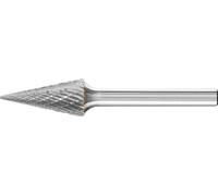 Fraise sur tige de 6 mm, en carbure, forme conique à bout pointu SKM, denture 3 PLUS, Forme : SKM 1225, Ø de la tête 12 mm