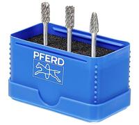 PFERD 21901404 Lot de 3 fraises en carbure de tungstène - Denture Allround - Diamètre de la tige : 3 mm - Diamètre de la tige : 6 mm - Pour une utilisation universelle sur les matériaux les plus