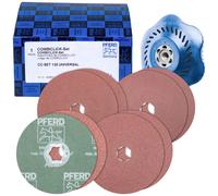 PFERD 42098001 SET de disques en fibre de verre COMBICLICK Ø125mm A36, 60, 80, 120 avec plateau de support CC-H-GT pour