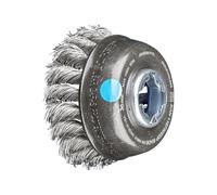 PFERD 43306037 Brosse coupelle Ø 80 mm, nouée, fil d'acier inoxydable 0,50 mm, douille X-lock, pour un changement d'outils rapide et confortable