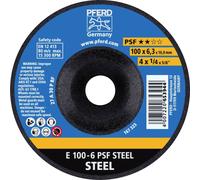 PFERD 62010634 E 100-6 PSF STEEL/16,0 Disque à ébarber à moyeu déporté Diamètre 100 mm Ø de perçage 16 mm Fonte, acier, Acier