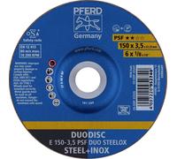 PFERD 62015420 E 150-3,5 PSF DUO STEELOX Disque à ébarber à moyeu déporté Diamètre 150 mm Ø de perçage 22.23 mm acier inoxydable