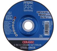 PFERD 62100150 E 150-4,1 CERAMIC SGP STEELOX Disque à ébarber à moyeu déporté Diamètre 150 mm Ø de perçage 22.23 mm acier