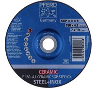 PFERD 62100180 E 180-4,1 CERAMIC SGP STEELOX Disque à ébarber à moyeu déporté Diamètre 180 mm Ø de perçage 22.23 mm acier