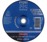 PFERD 62100230 E 230-4,1 CERAMIC SGP STEELOX Disque à ébarber à moyeu déporté Diamètre 230 mm Ø de perçage 22.23 mm acier