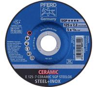 PFERD 62212300 E 125-7 CERAMIC SGP STEELOX Disque à ébarber à moyeu déporté Diamètre 125 mm Ø de perçage 22.23 mm acier