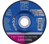 PFERD 62212747 E 125-7 ZIRKON SG CAST+STEEL Disque à ébarber à moyeu déporté Diamètre 125 mm Ø de perçage 22.23 mm Fonte grise/ à