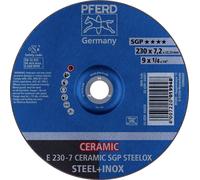 PFERD 62218300 E 230-7 CERAMIC SGP STEELOX Disque à ébarber à moyeu déporté Diamètre 230 mm Ø de perçage 22.23 mm acier