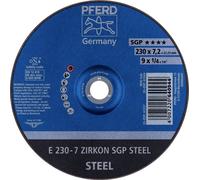 PFERD 62223737 E 230-7 ZIRKON SGP STEEL Disque à ébarber à moyeu déporté Diamètre 230 mm Ø de perçage 22.23 mm acier 10 pc(s)